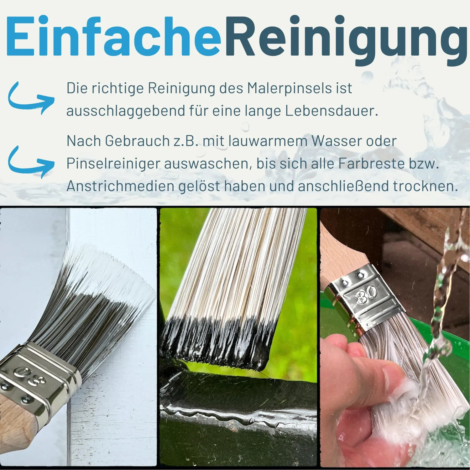 ORGAFLIX Lasurpinsel 30 mm Pinsel-Set 3 Stück Premium