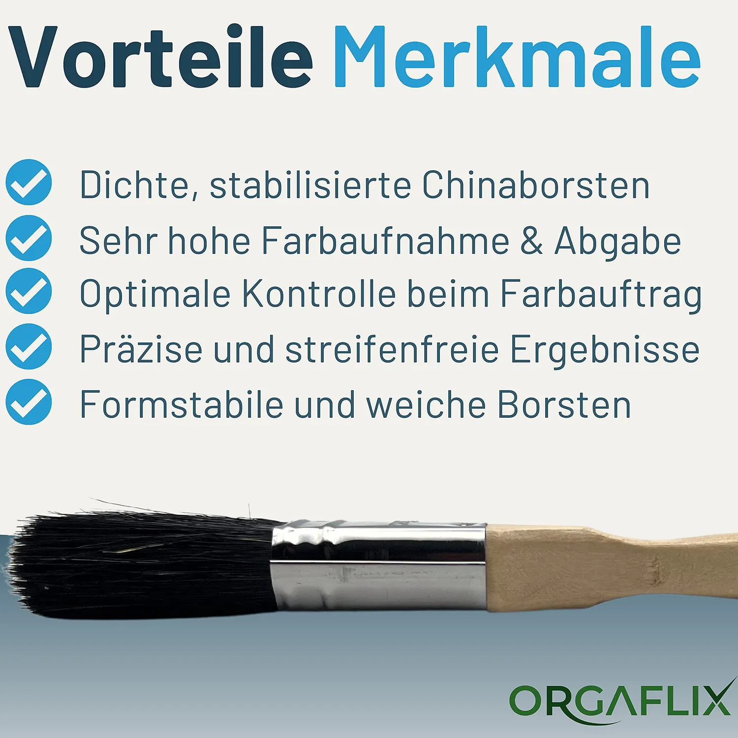 ORGAFLIX Malerpinsel 3er Set 25mm Flachpinsel Lack Lasur