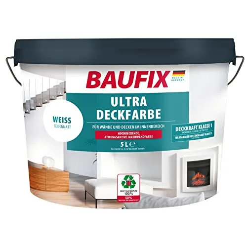 BAUFIX Ultra-Deckfarbe Wandfarbe weiß 5L Klasse 1