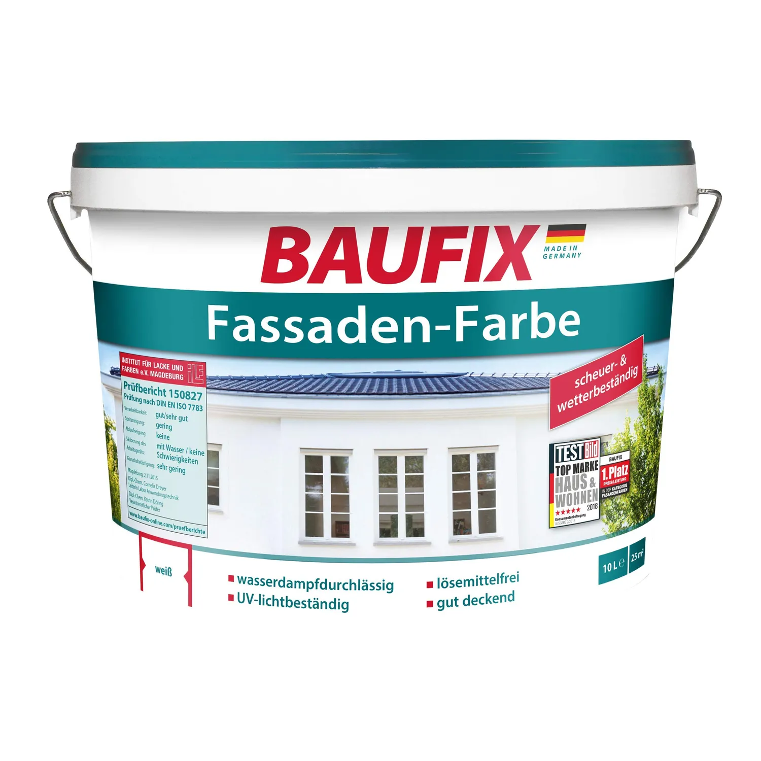 BAUFIX Fassadenfarbe Außenwandfarbe 10L Weiß Matt Wetterfest