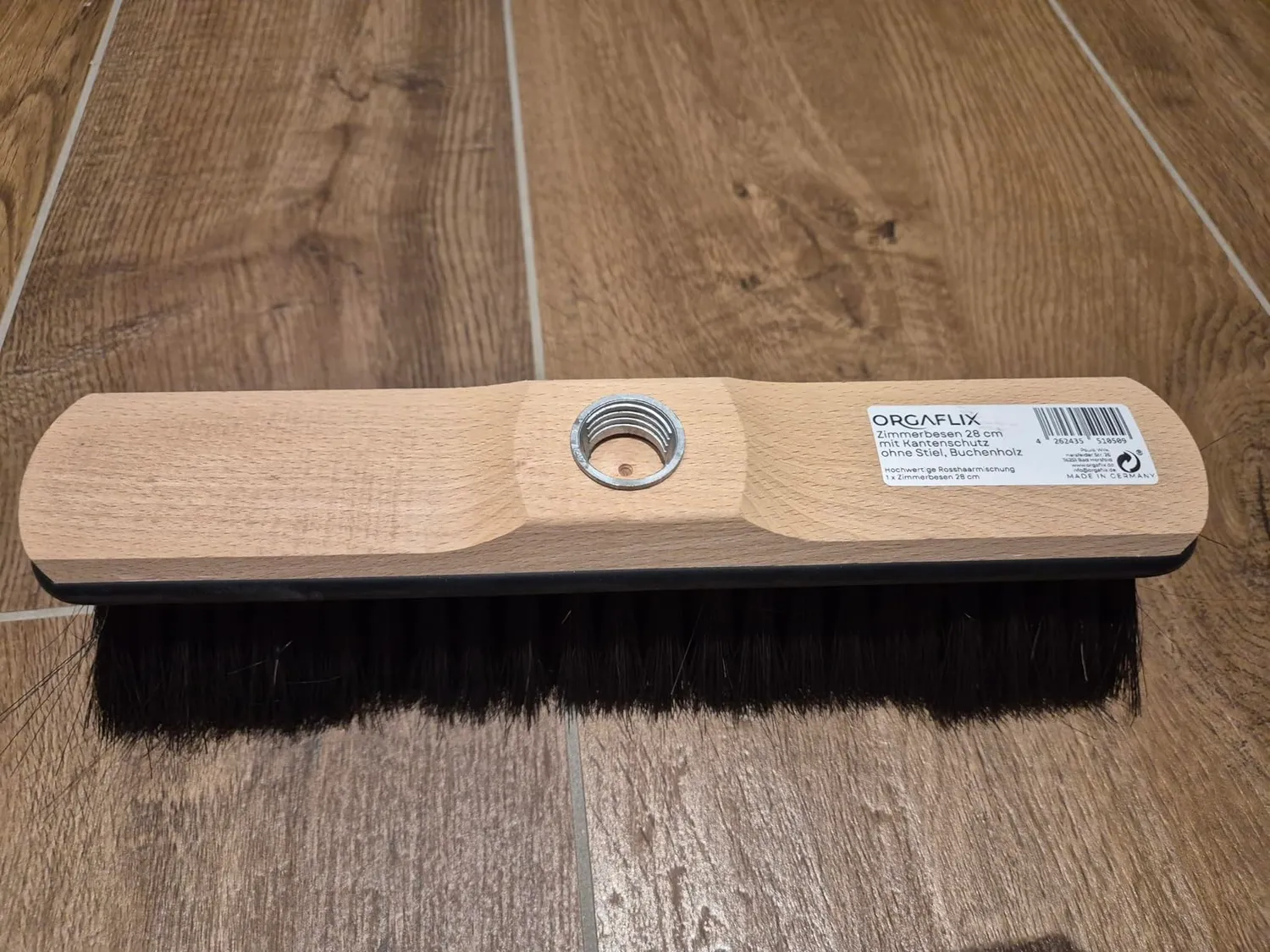 ORGAFLIX Premium Besen 28cm Rosshaar ohne Stiel Kantenschutz