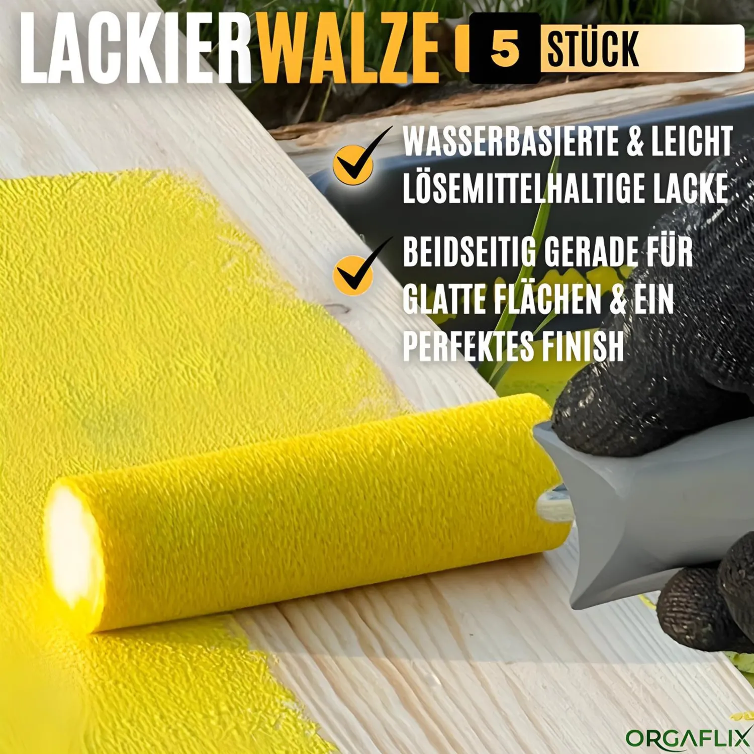 ORGAFLIX Lackierset 10-tlg Farbroller Set für Lacke