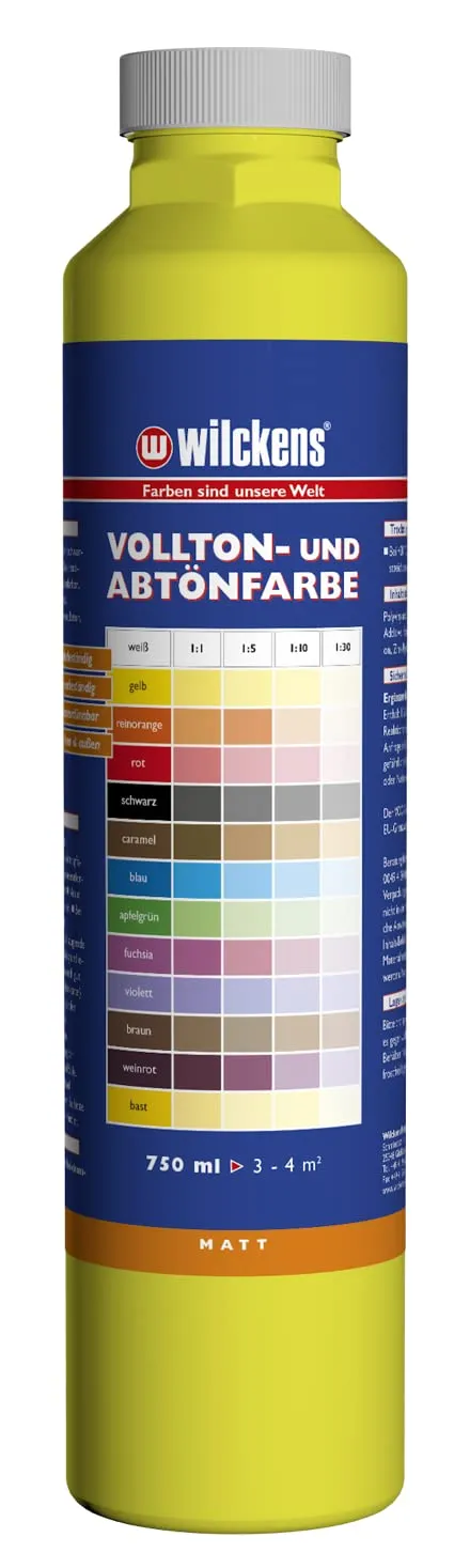 Wilckens Vollton- Abtönfarbe Wandfarbe 750 ml Schwarz matt