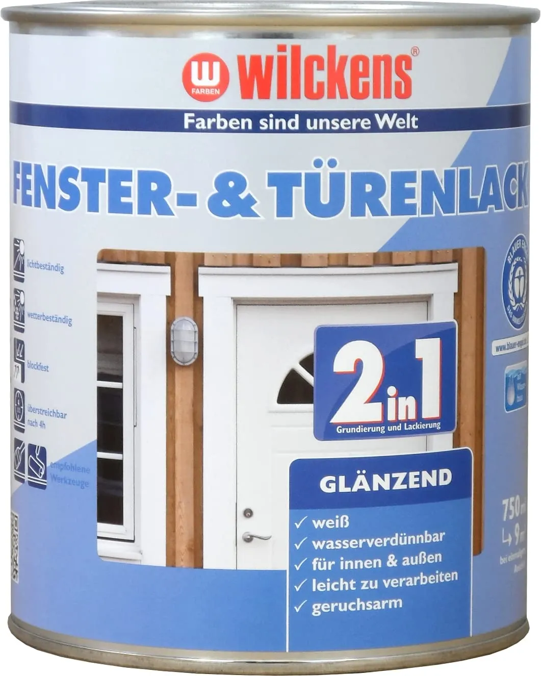 Wilckens 2in1 Fenster- Türenlack 750 ml Weiß seidenmatt