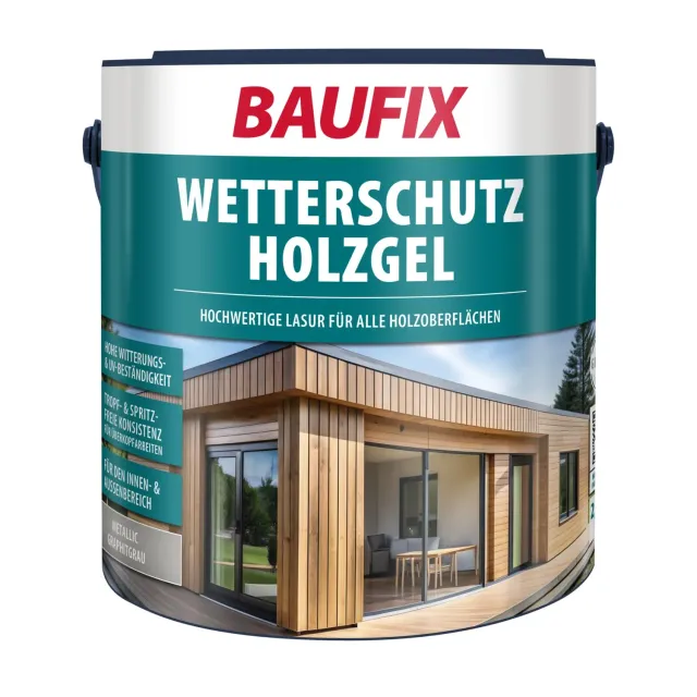 BAUFIX Wetterschutz-Holzgel graphitgrau 2,5 l Lasur