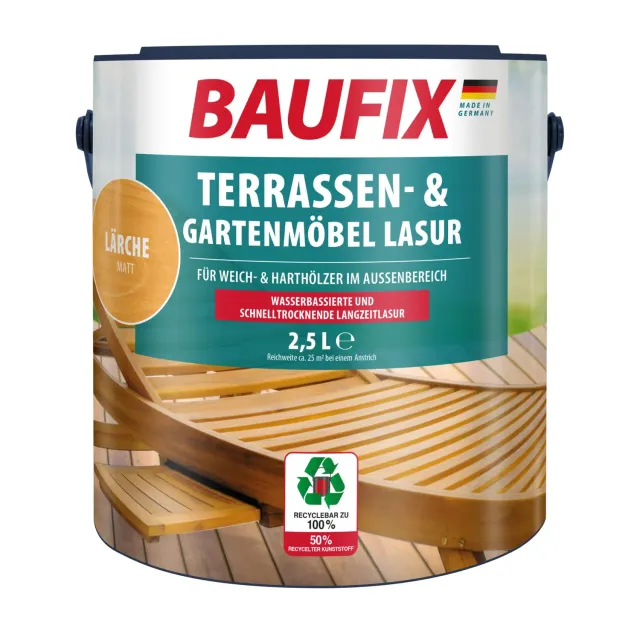 BAUFIX Terrassen- & Gartenmöbel-Lasur lärche matt 2,5 L