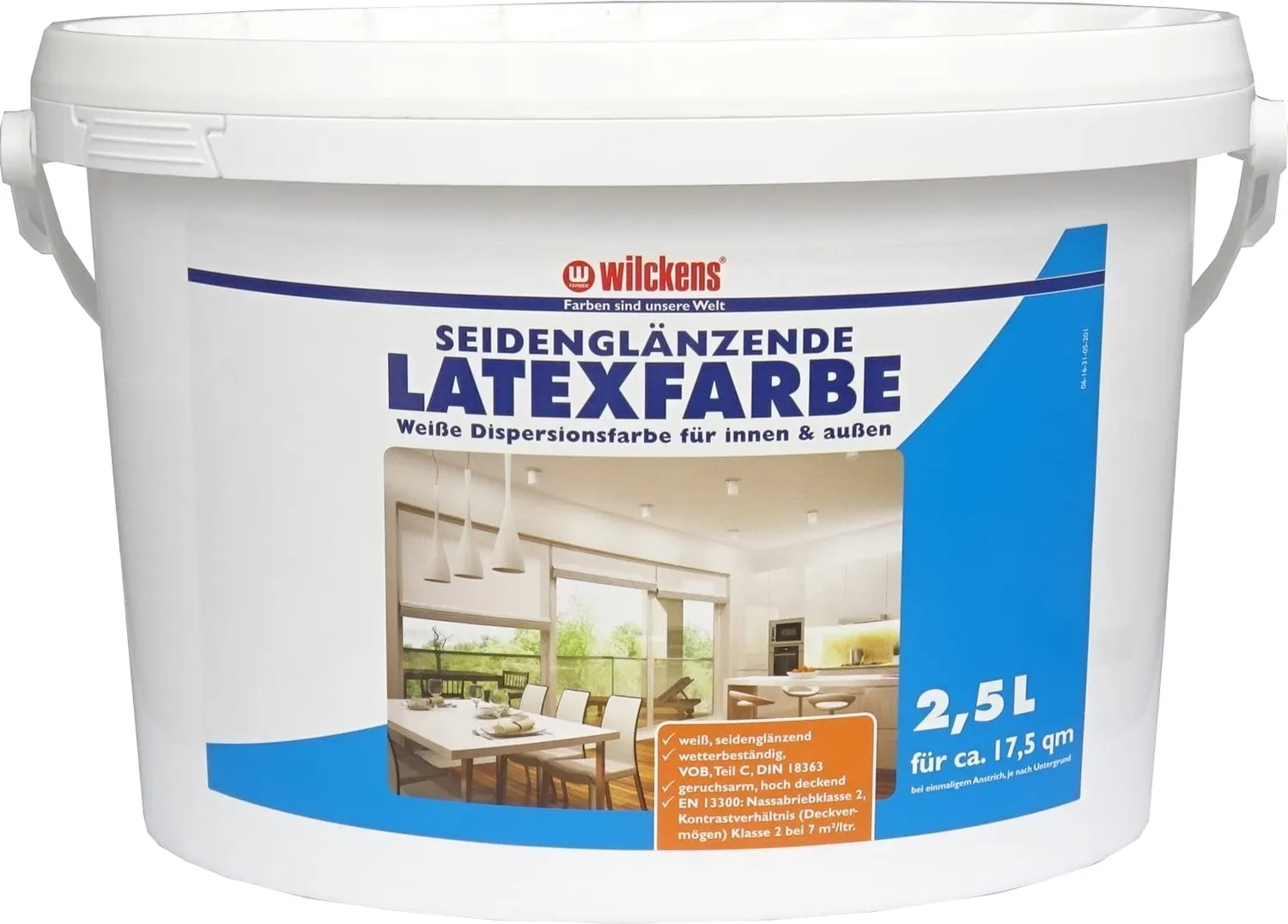 Wilckens Latexfarbe hochglänzend Wandfarbe 10 l Weiß deckend