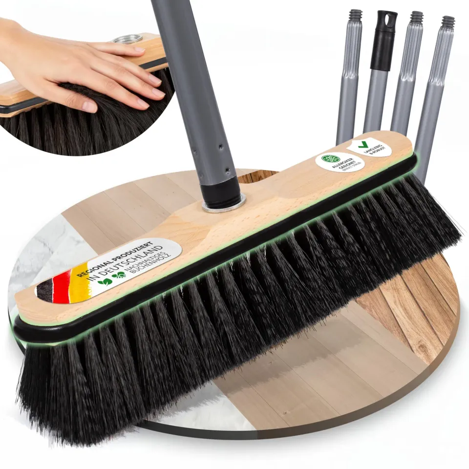 ORGAFLIX Besen mit Stiel 28 cm Kantenschutz Zimmerbesen