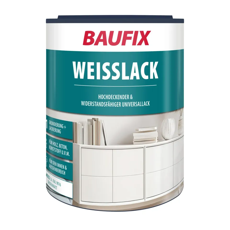 BAUFIX Weißlack seidenmatt Weiß 1 L vergilbungsfrei