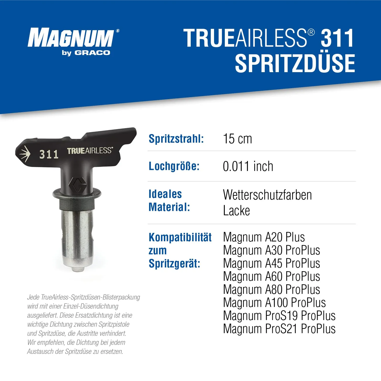 Graco TrueAirless Düse TRA311 0,011 Zoll 15 cm
