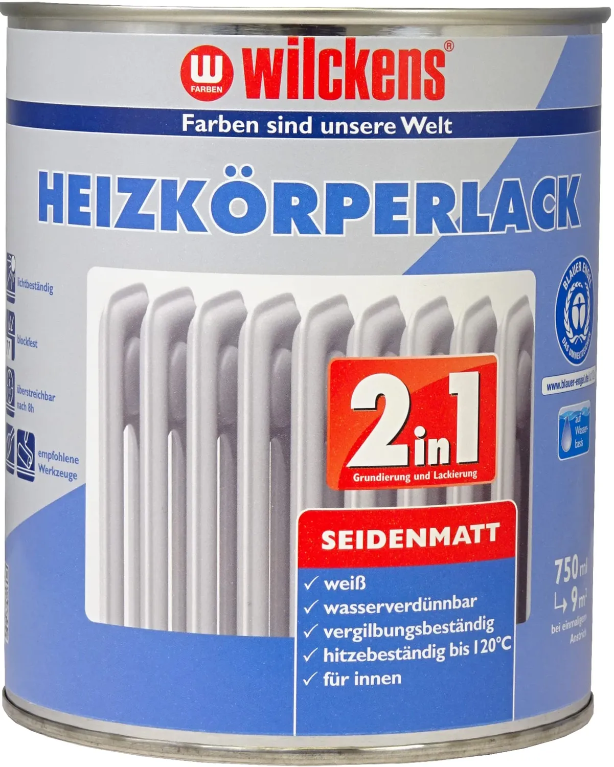 Wilckens 2in1 Heizkörperlack Weiß glänzend 375 ml