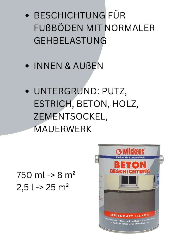 Wilckens Betonbeschichtung LF Bodenfarbe 2,5 l Silbergrau RAL 7001