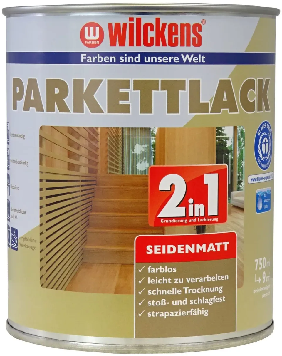 Wilckens 2in1 Parkettlack 750 ml farblos seidenmatt Versiegelung