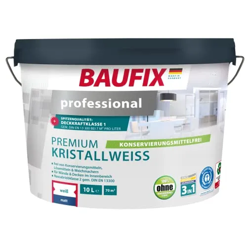 BAUFIX Premium Kristallweiß Wandfarbe Matt 10 L