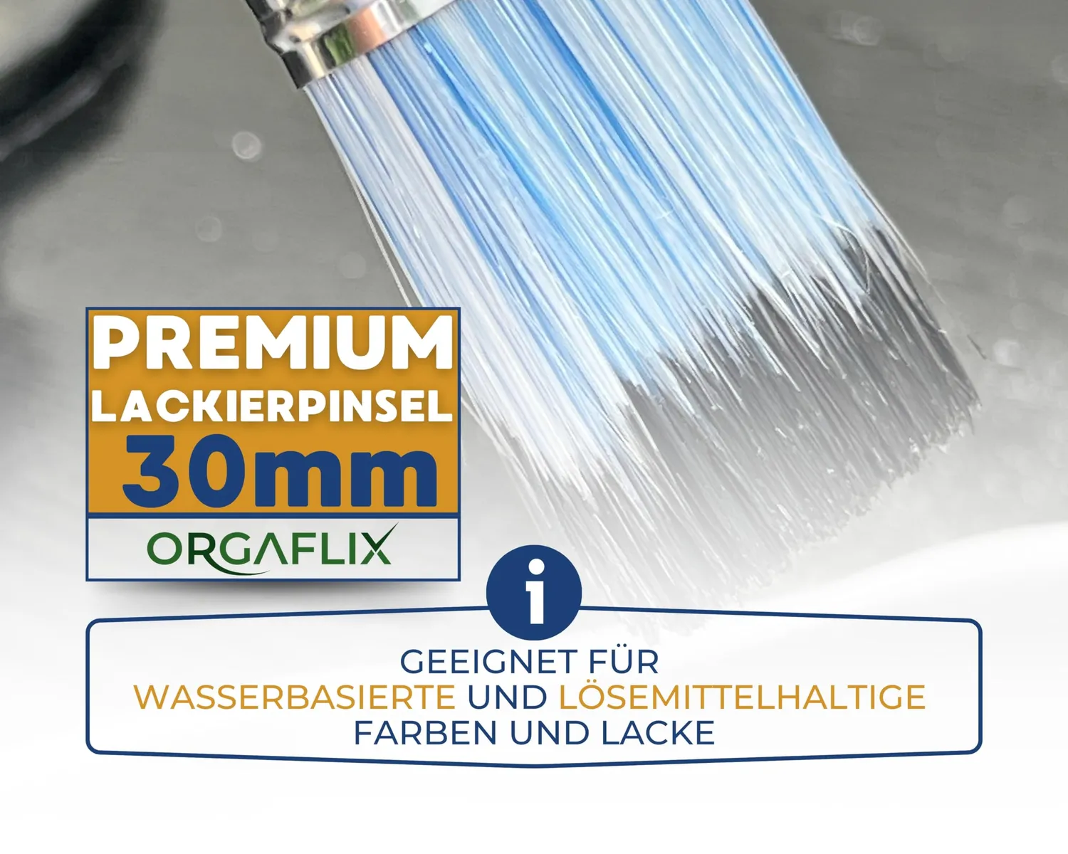 ORGAFLIX Premium Lackpinsel 30mm Borstenpinsel Metallschutzlack