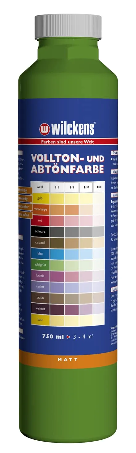 Wilckens Vollton- Abtönfarbe Wandfarbe 750 ml Schwarz matt