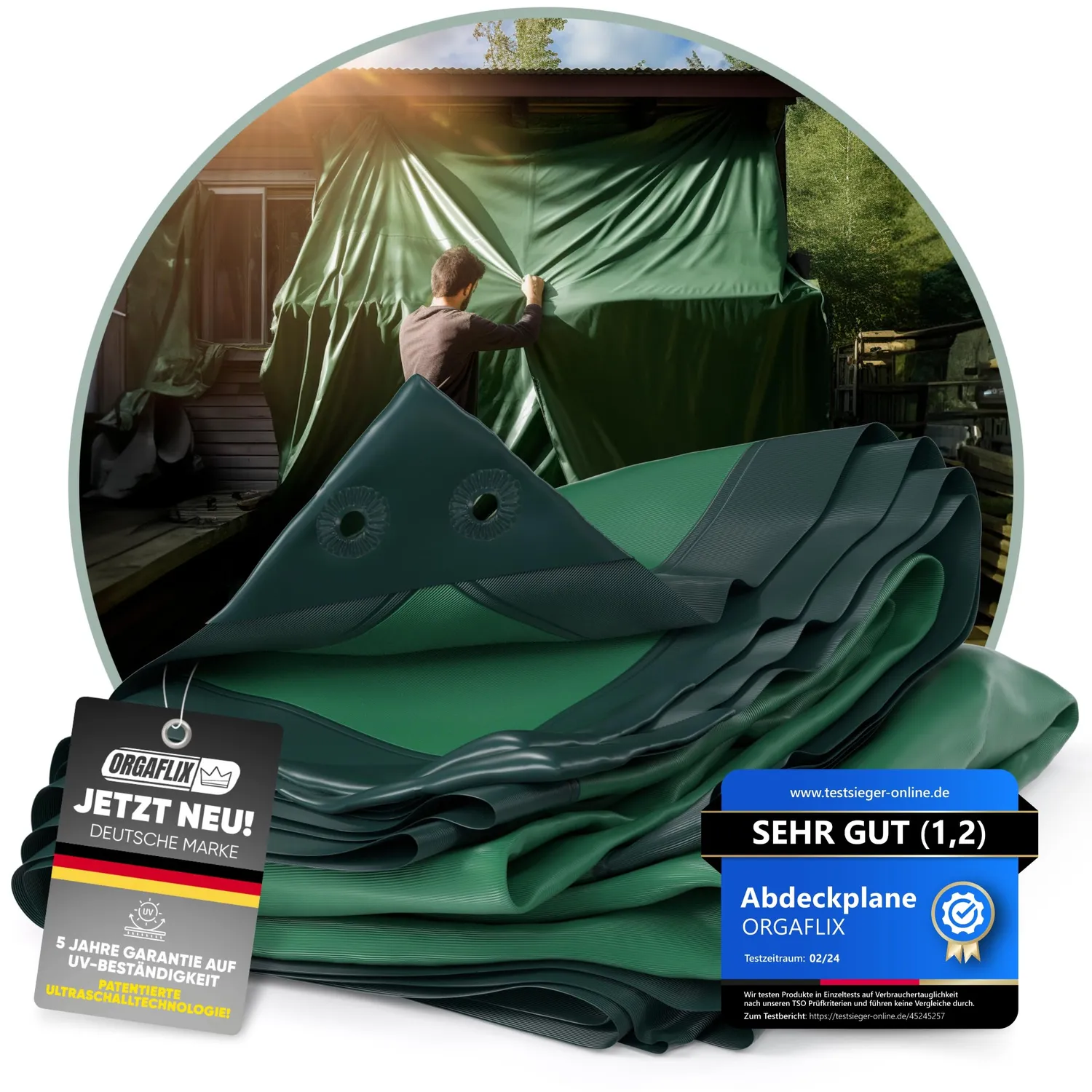 ORGAFLIX Premium Abdeckplane 8x10m wasserdicht UV-beständig