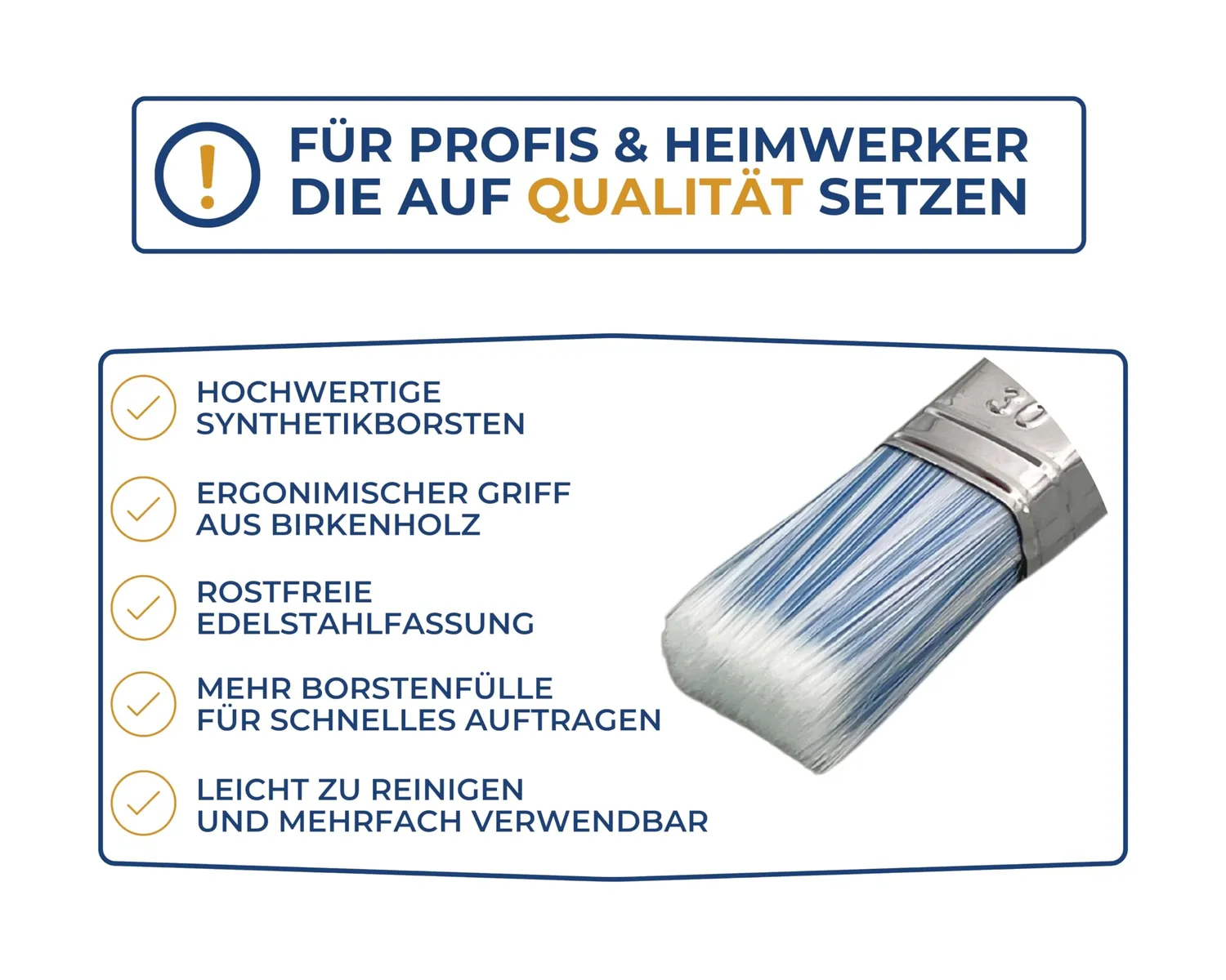 ORGAFLIX Premium Lackpinsel 30mm Borstenpinsel Metallschutzlack