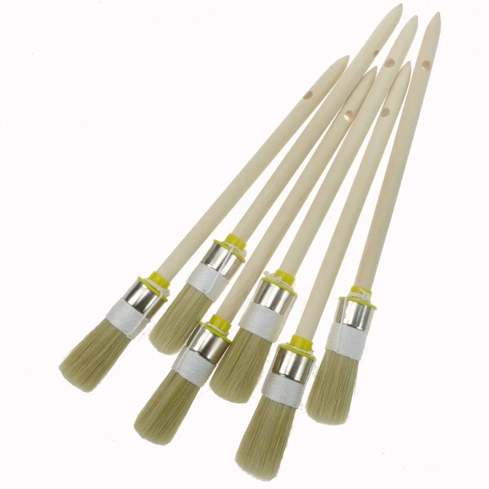ROTIX Ringpinsel Größe 2 20mm 6er Set helle Borste