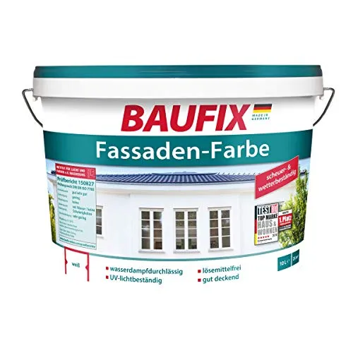BAUFIX Fassadenfarbe Außenwandfarbe 10L Weiß Matt Wetterfest