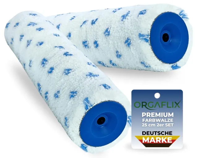 ORGAFLIX Premium Farbwalze 25cm Farbroller 2 Stück 8mm