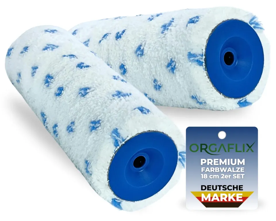 ORGAFLIX Premium Farbwalze 18cm Farbroller 2 Stück 8mm