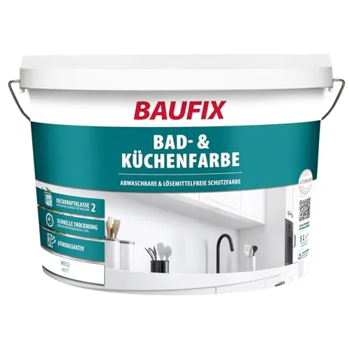 BAUFIX Bad- und Küchenfarbe Wandfarbe weiß matt 5L abwaschbar