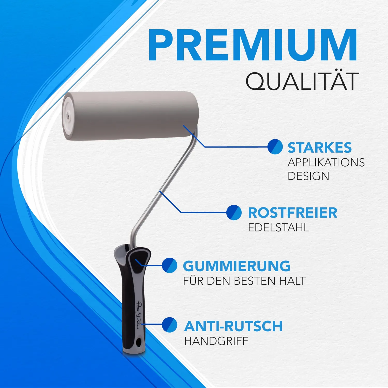 Pinto Deluxe Andrückroller Tapezierroller 100 mm PU-Schaum blasenfrei