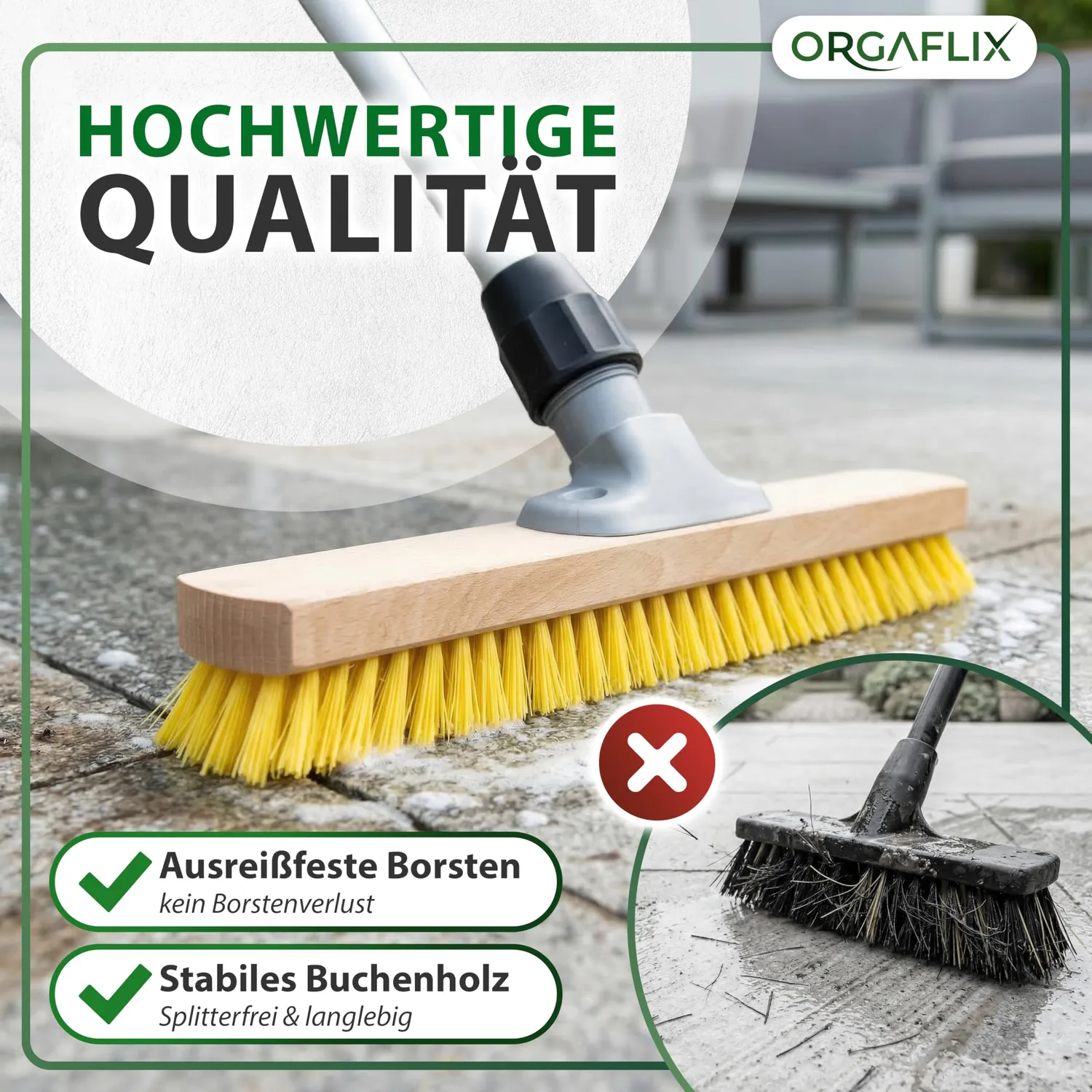 ORGAFLIX Profi Schrubber mit Stiel 40 cm hitzebeständig