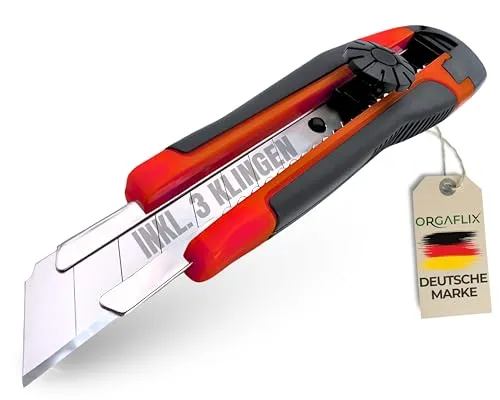 ORGAFLIX Profi Cuttermesser 18 mm mit 3 Klingen