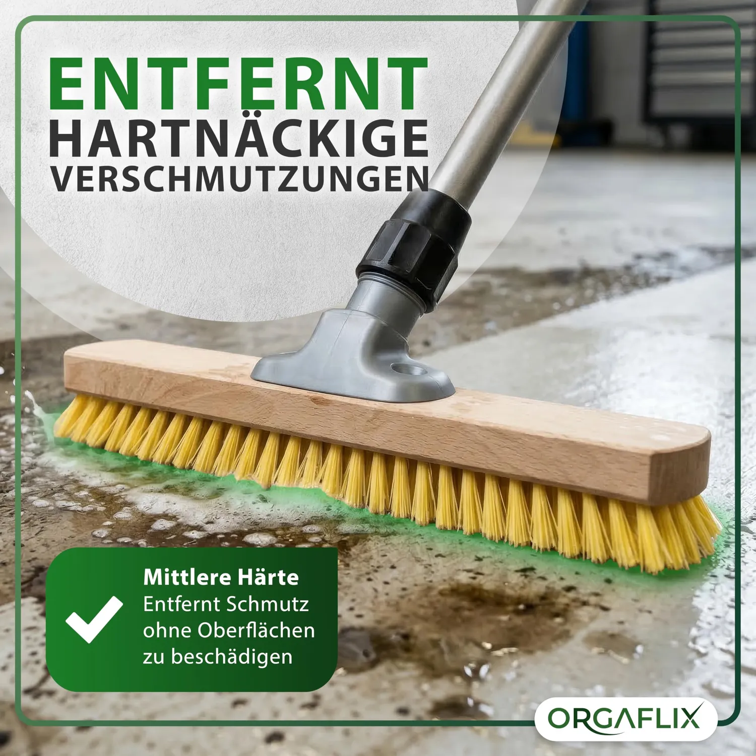 ORGAFLIX Profi Schrubber mit Stiel 40 cm hitzebeständig