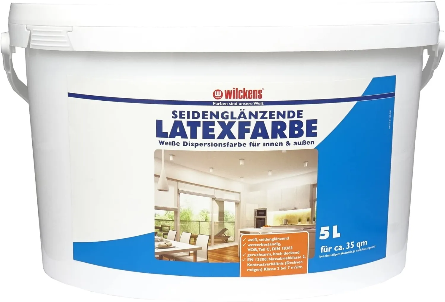 Wilckens Latexfarbe hochglänzend Wandfarbe 10 l Weiß deckend