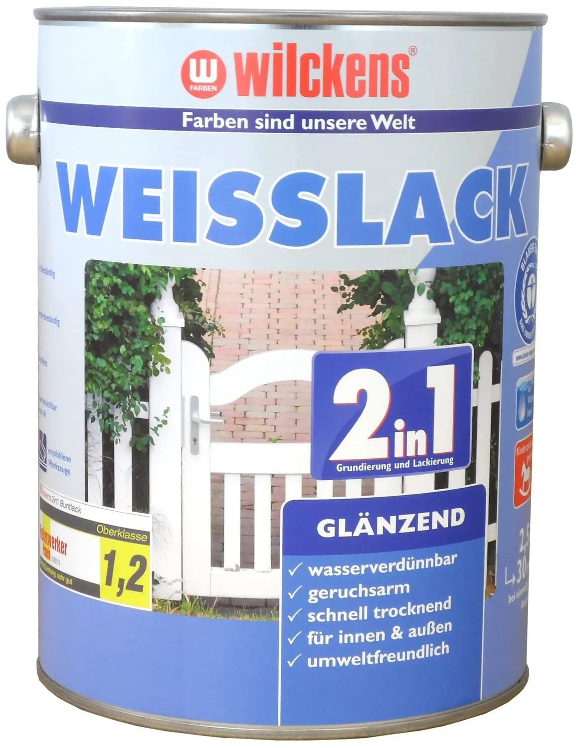 Wilckens 2in1 Weißlack seidenmatt 2,5 l wasserbasiert