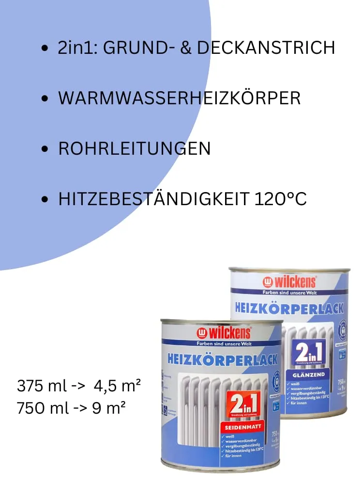 Wilckens 2in1 Heizkörperlack Weiß glänzend 375 ml