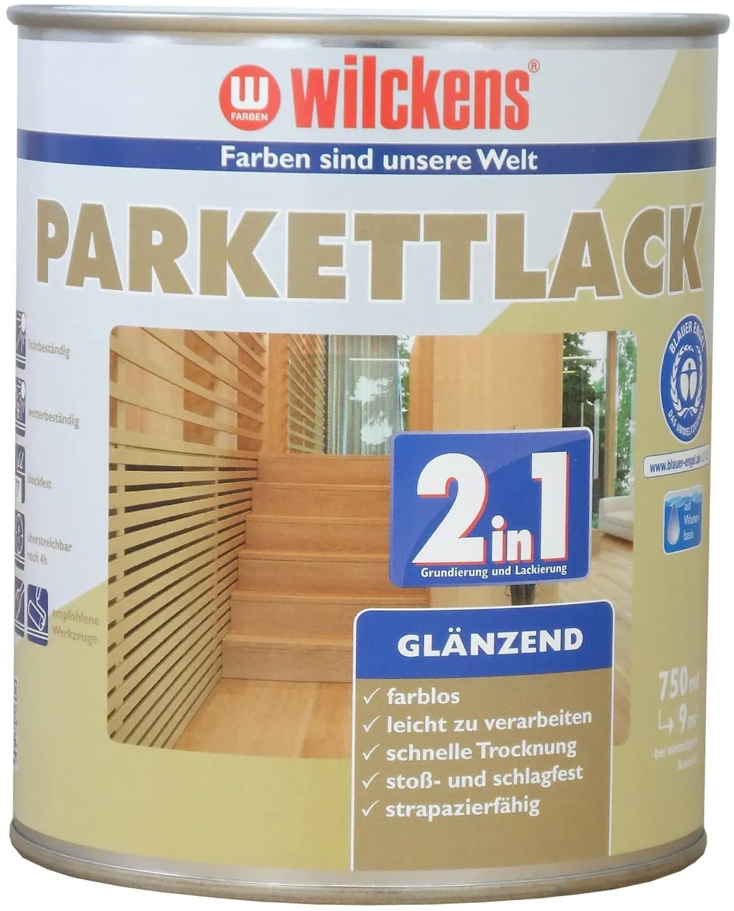 Wilckens 2in1 Parkettlack 750 ml farblos seidenmatt Versiegelung