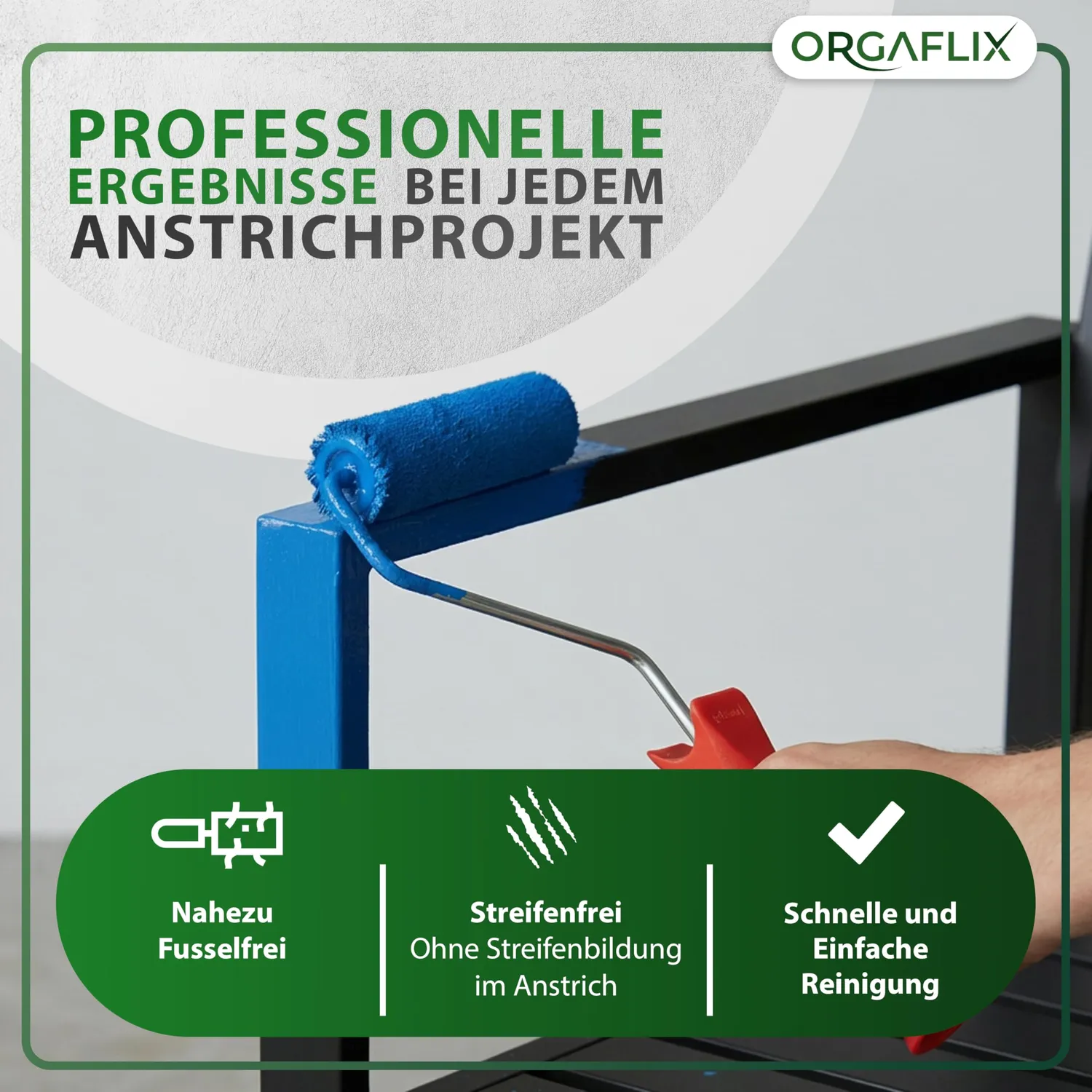 ORGAFLIX Profi Farbwalze 10 cm Farbroller 10 Stück 11 mm