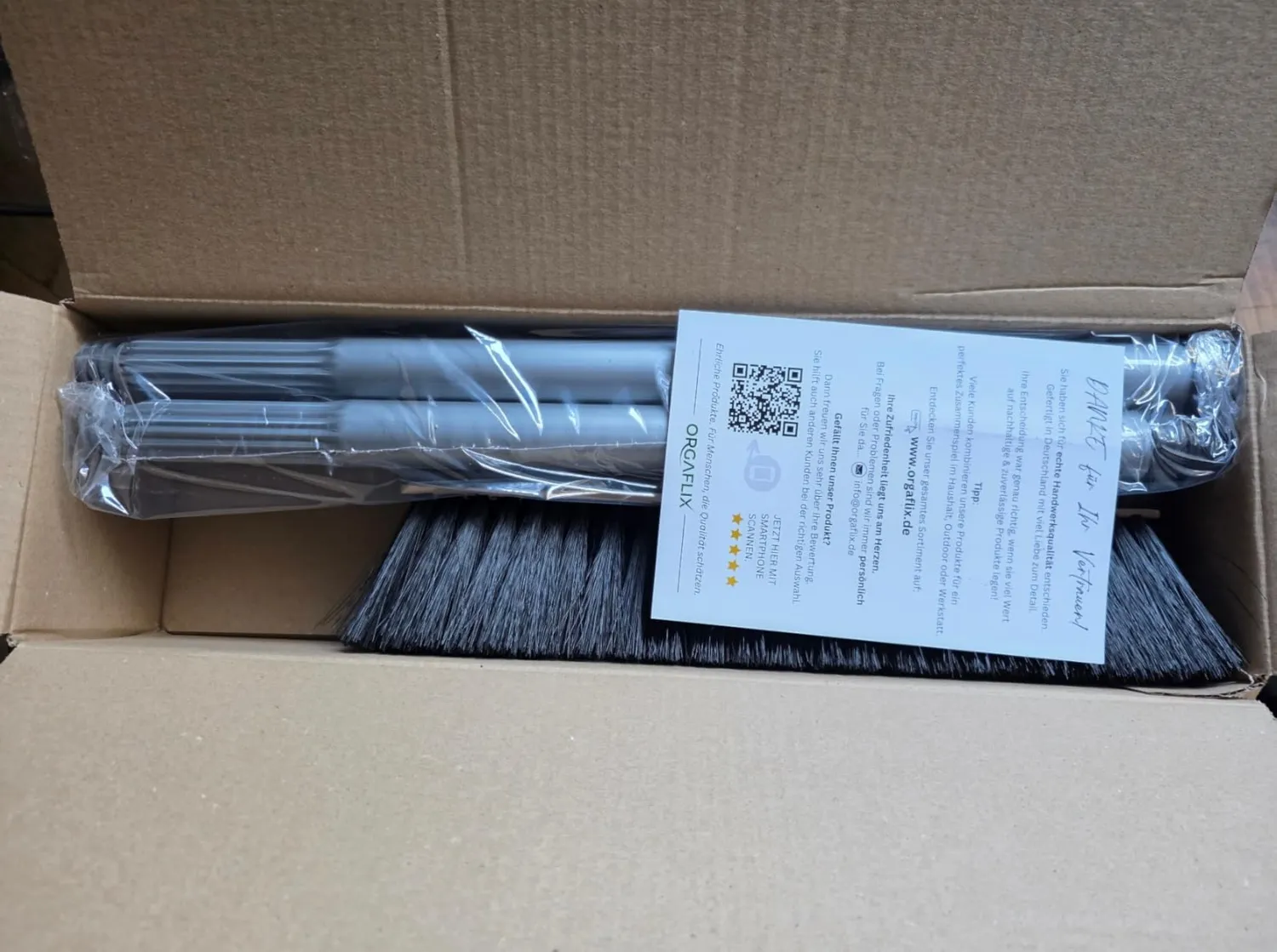 ORGAFLIX Besen mit Stiel 28 cm Kantenschutz Zimmerbesen