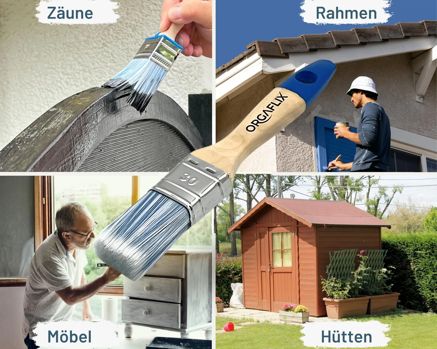 ORGAFLIX Premium Lackpinsel 30mm Borstenpinsel Metallschutzlack