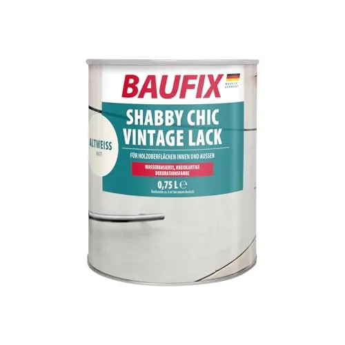 BAUFIX Shabby Chic Vintage Lack Altweiss Matt 0,75 L