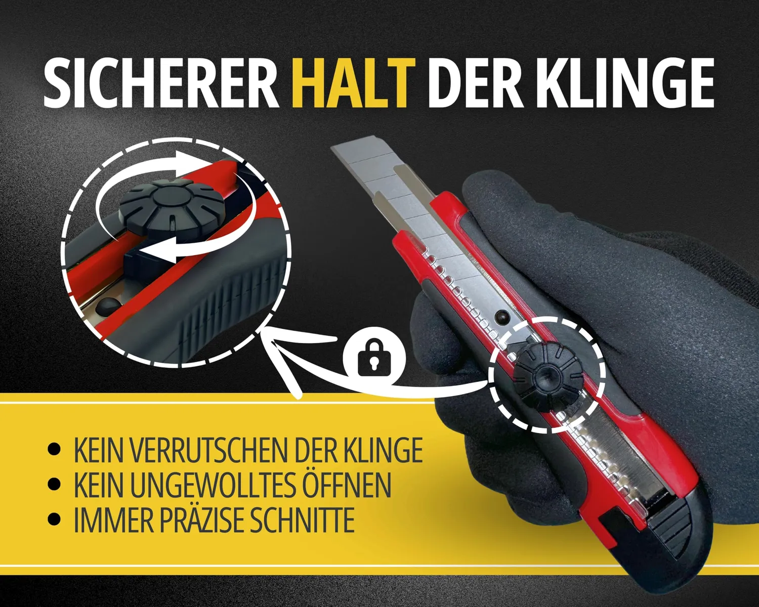 ORGAFLIX Profi Cuttermesser 18 mm mit 3 Klingen