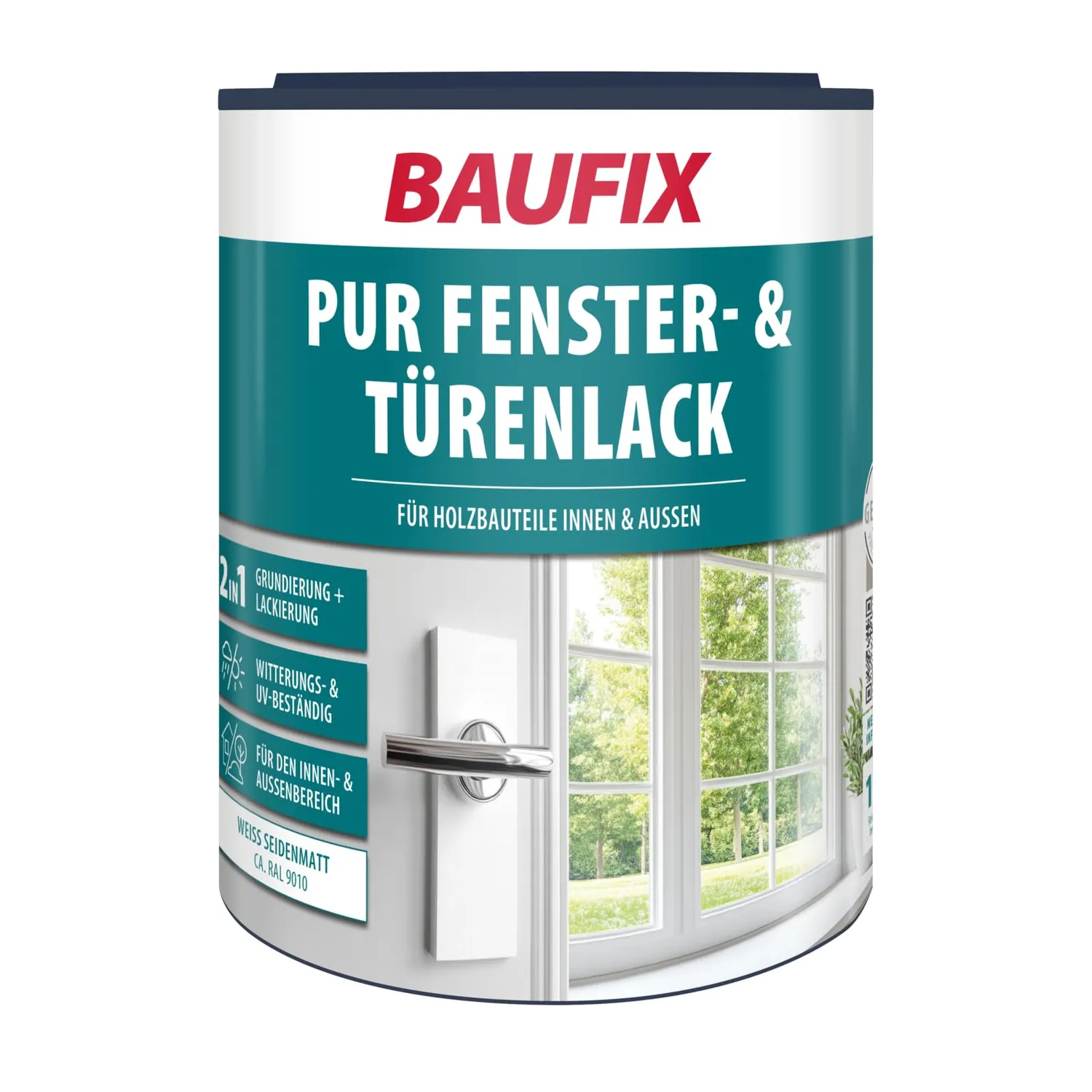 BAUFIX PUR Fenster- Türenlack weiß seidenglänzend 1L