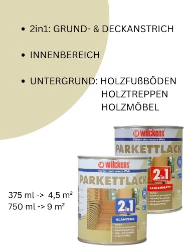Wilckens 2in1 Parkettlack 750 ml farblos seidenmatt Versiegelung