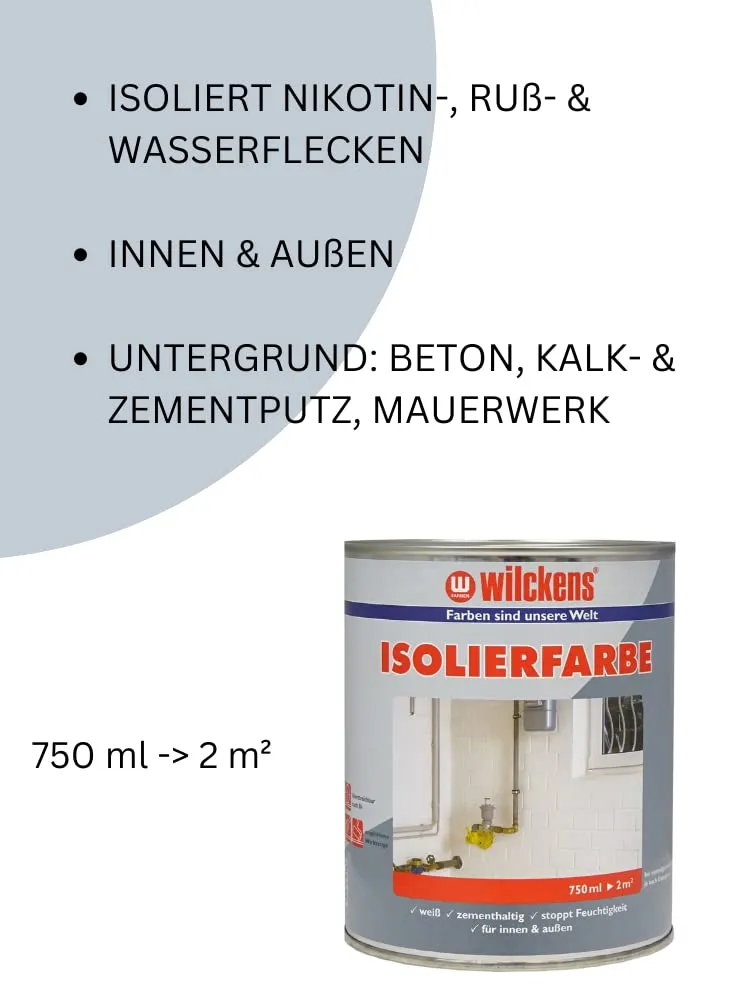 Wilckens Isolierfarbe weiß 750ml gegen Flecken