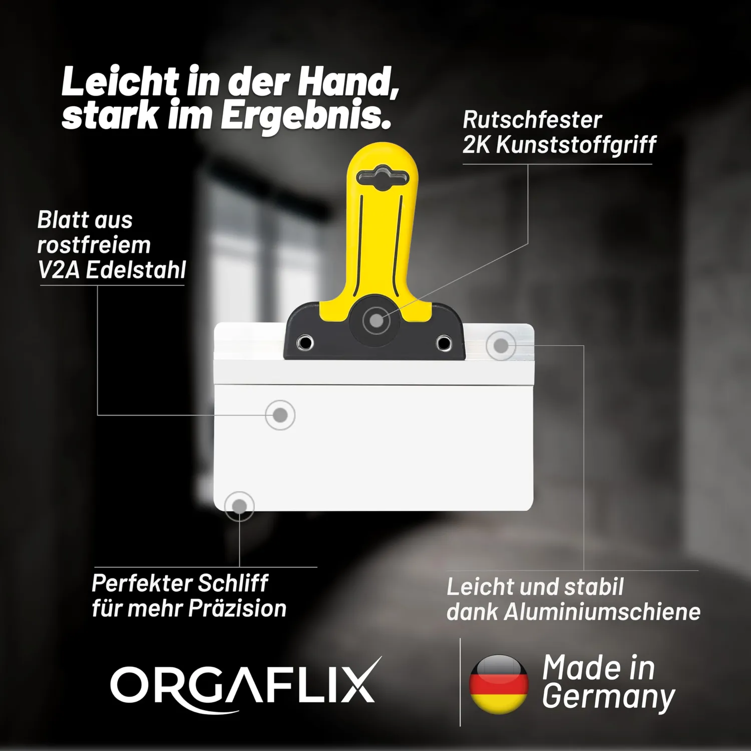 ORGAFLIX Flächenspachtel Breitspachtel 220 mm Edelstahl