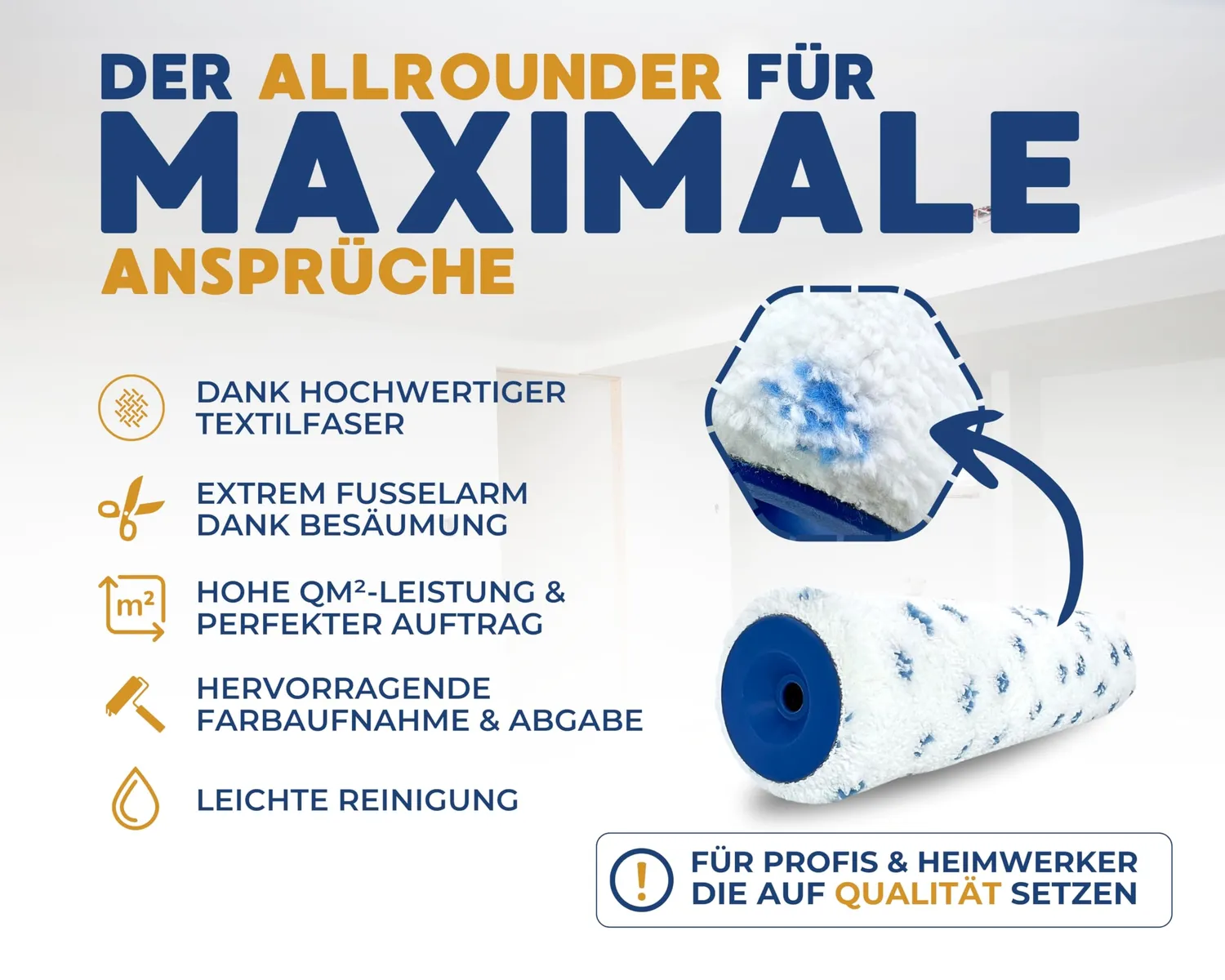 ORGAFLIX Premium Farbwalze 18cm Farbroller 2 Stück 8mm