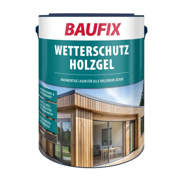 BAUFIX Wetterschutz-Holzgel Schwarz Seidenglänzend 5 L