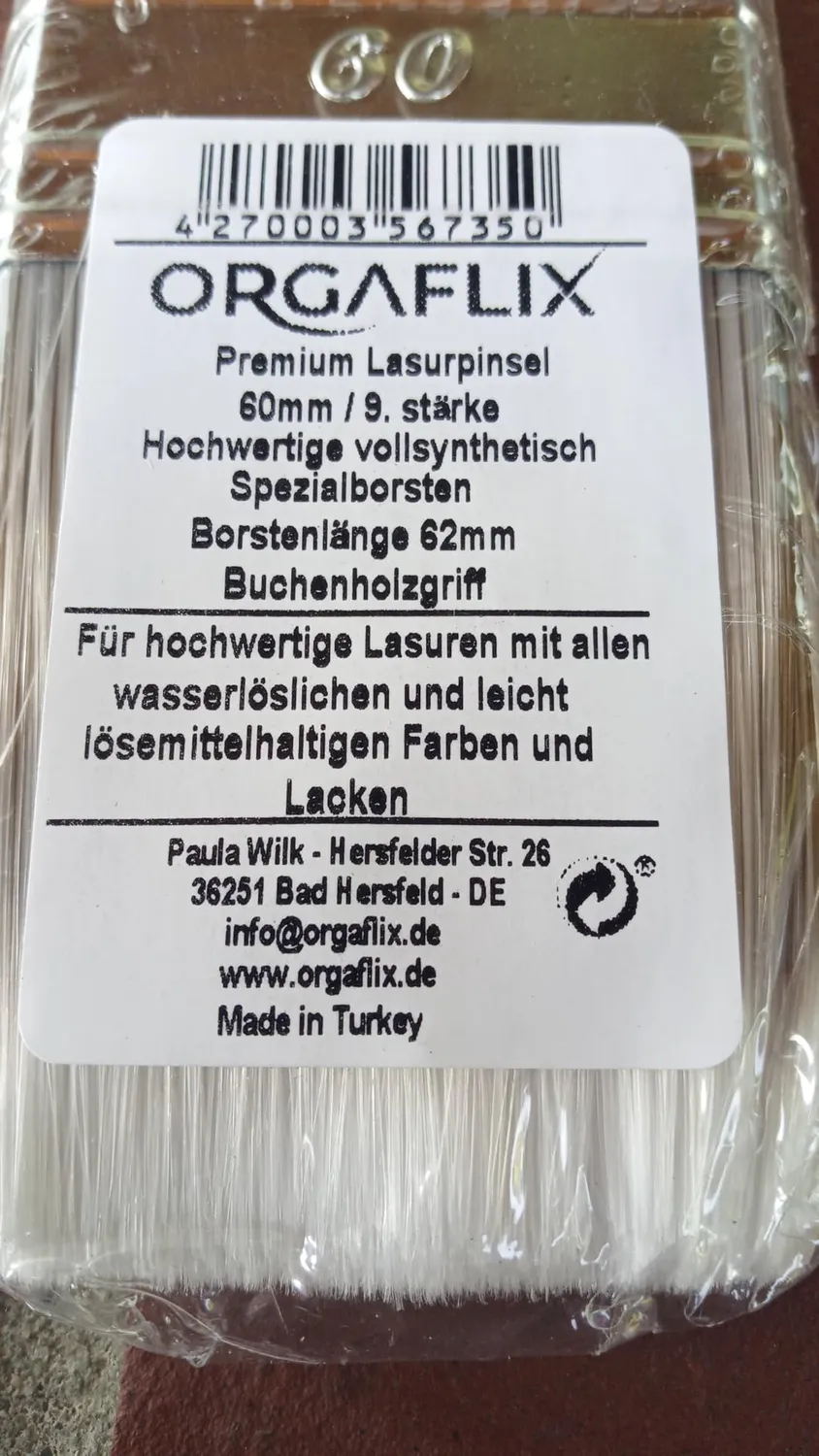 ORGAFLIX Lasurpinsel 30 mm Pinsel-Set 3 Stück Premium