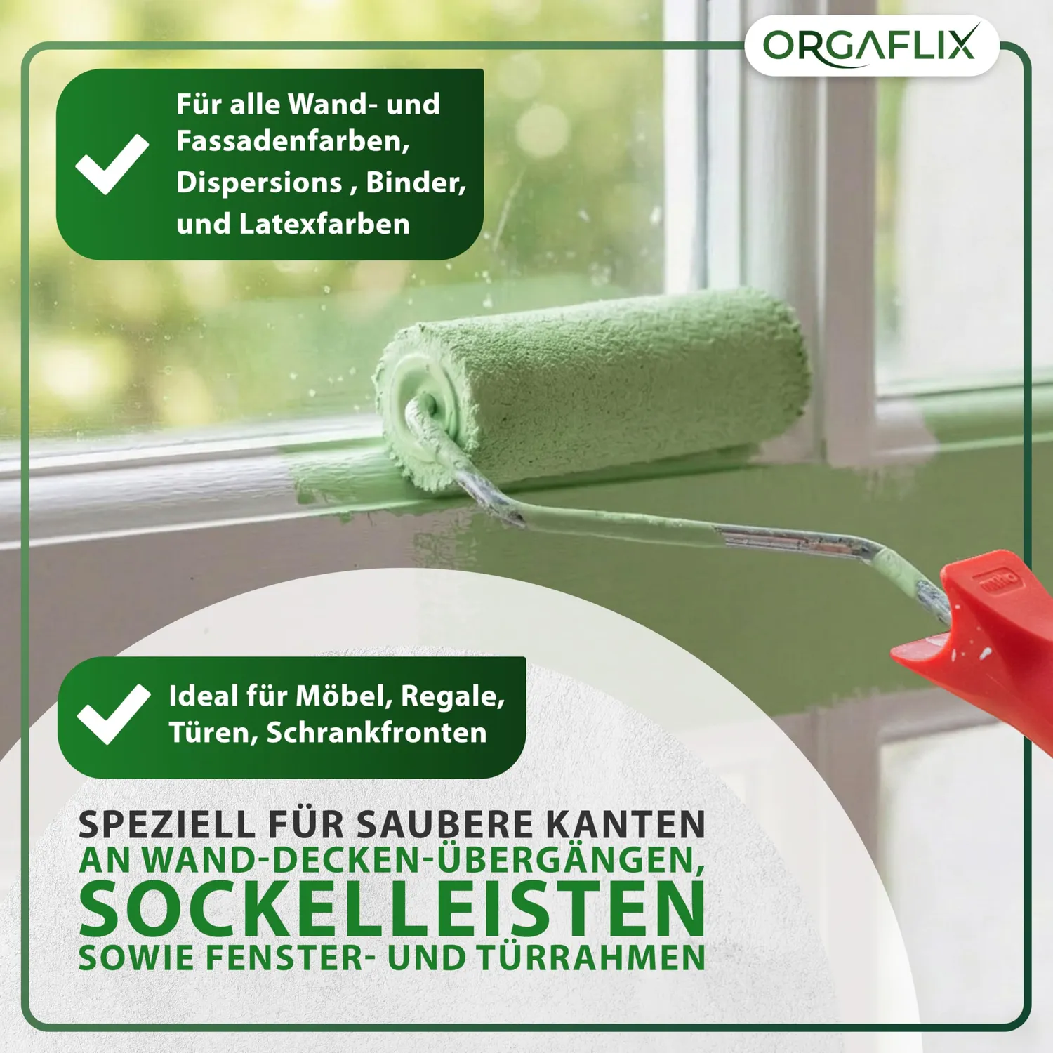 ORGAFLIX Profi Farbwalze 10 cm Farbroller 10 Stück 11 mm