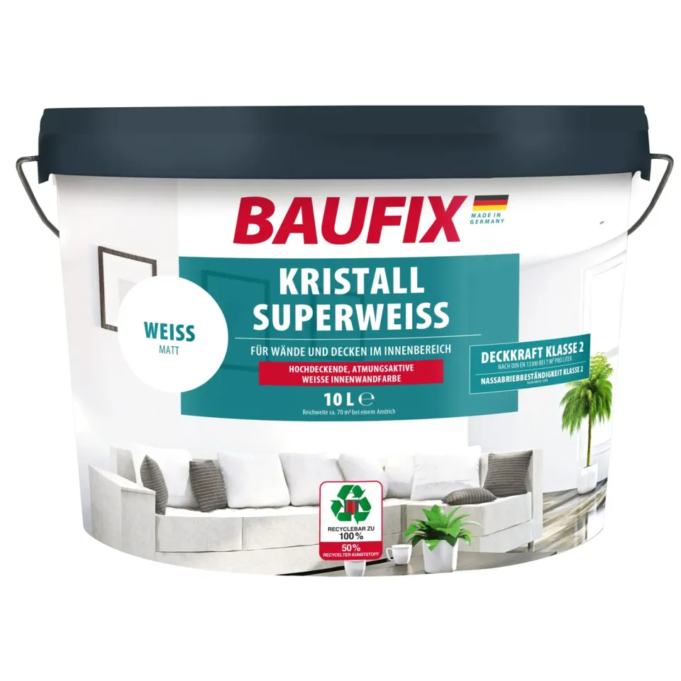 BAUFIX Kristall-Superweiß Wandfarbe 10 L matt