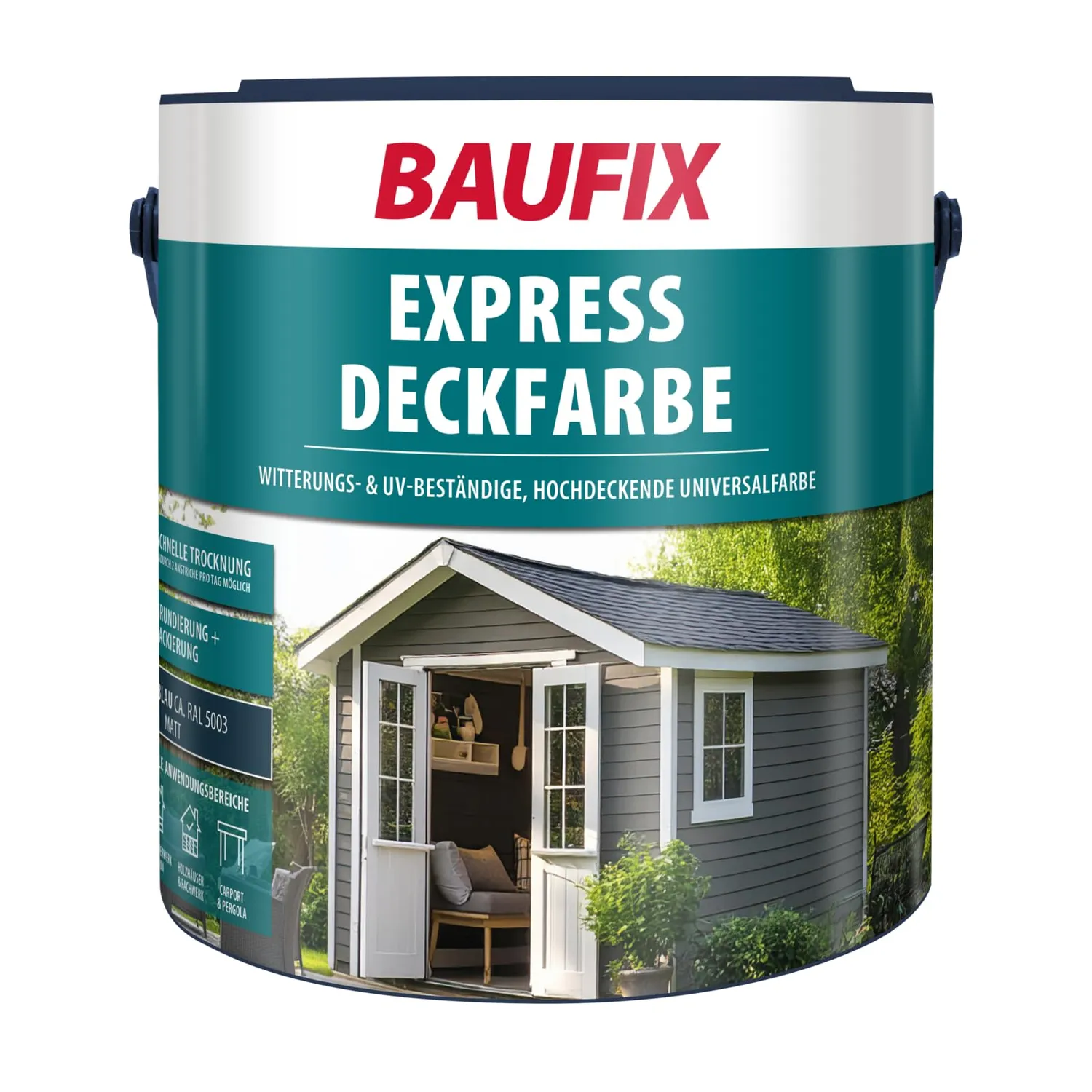 BAUFIX Express Deckfarbe Weiß Matt 2,5 L Wetterschutz